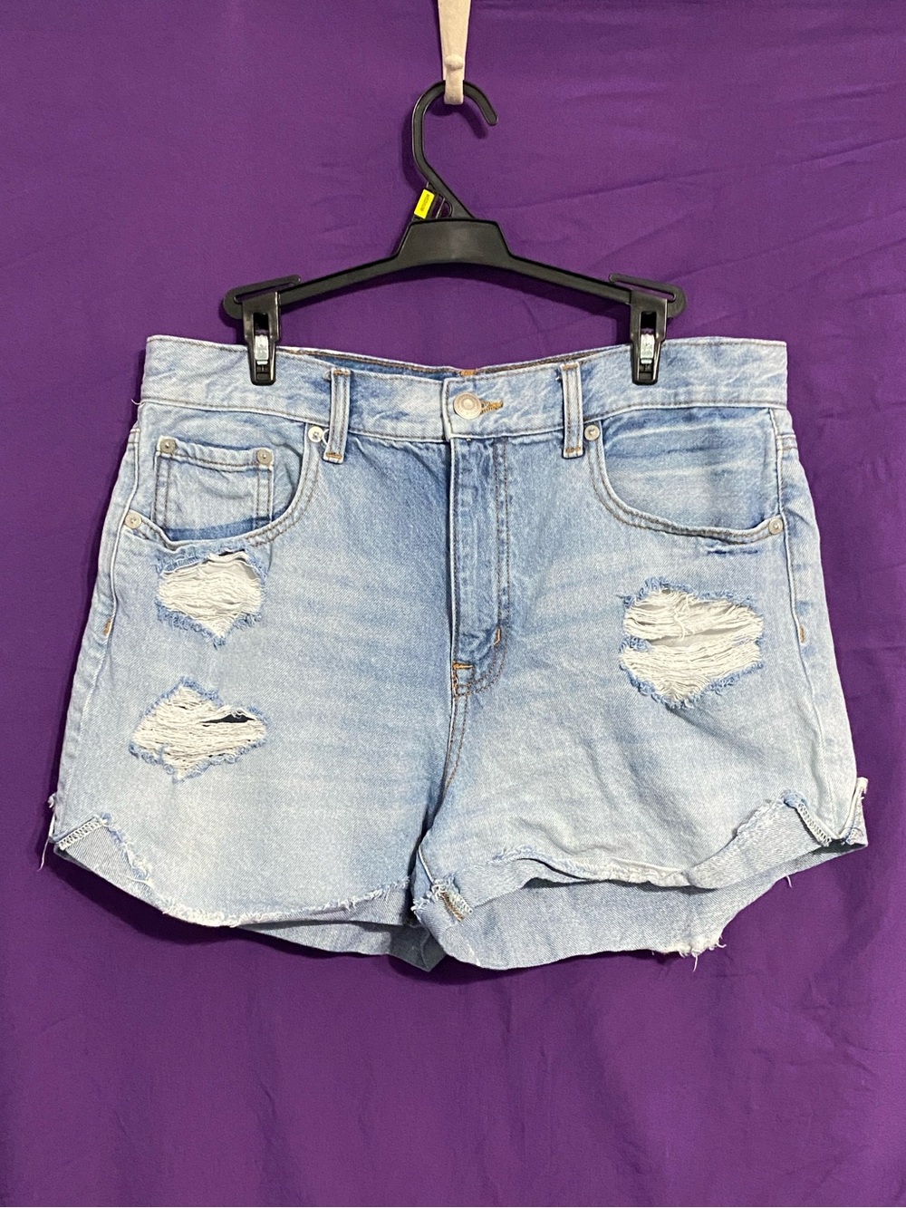 Aeropostale Light Blue Distressed Denim Jean Shorts. Size 12.